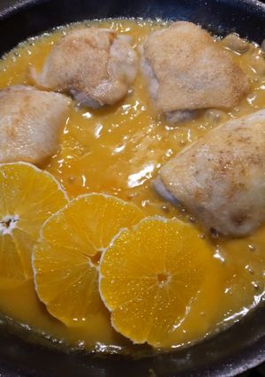 A picture of Chicken in an Orange Sauce.