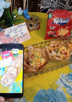 A picture of Kurkurey katori chaat.