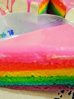 Foto resep Steamed Rainbow Cake with Buttercream and White Chocolate Ganache.. Highly Recommended!! (Rainbow Cake Kukus)