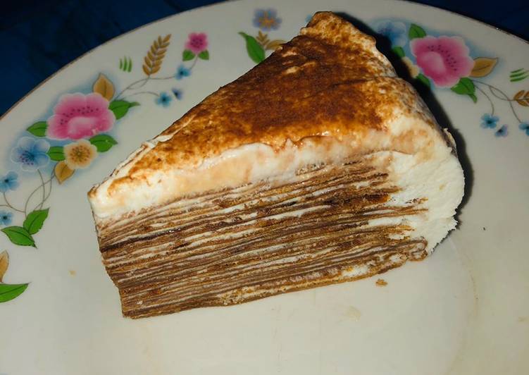 Cara Gampang Membuat Milo crepes cake, Enak Banget