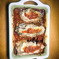 A picture of Stuffed chicken (kale and cheese).