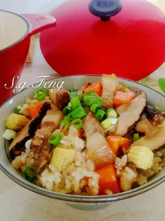 香菇鹹豬肉炊飯[鑄鐵鍋版] 的食譜成品照片