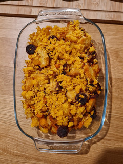 Une photo de Gratin panais, patate, patate douce et chorizo