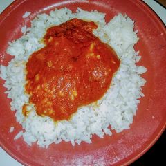 A picture of Rice and stew.