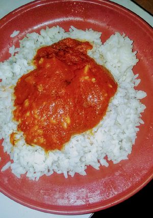 A picture of Rice and stew.