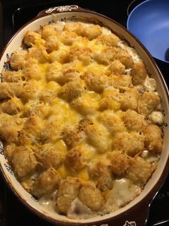 A picture of Bacon Cheeseburger Tot Casserole.