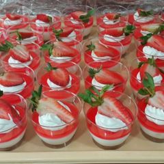A picture of Strawberry Cheesecake Shots.