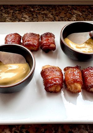 Foto di Bon Bon di Pollo e bacon, caramellati con zucchero di canna integrale Muscovado