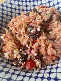Roasted beetroot, feta and orzo salad