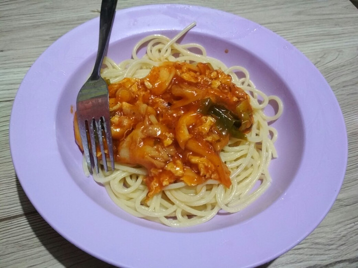 Resep: Spaghetti with crumbles egg and oyster mushroom bolognese sauce Gampang