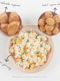 Foto resep Nasi Goreng + Rolade Ayam + Bola² Ayam Keju - MPASI