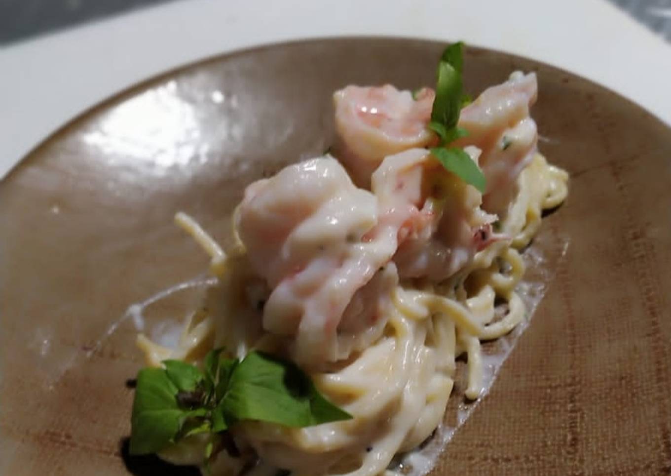 Spaghetti🍝 con camarones 🦐