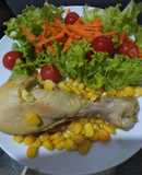 Pollo al curry con maíz
