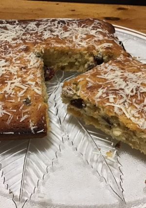 Une photo de Brownie au chocolat blanc cranberries et fruits secs