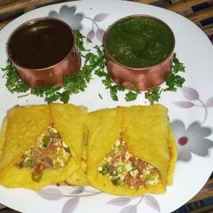 A picture of Moong dal stuff cheela.
