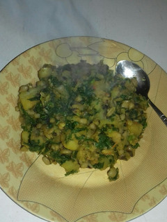 A picture of Beans n sweet potato porridge.