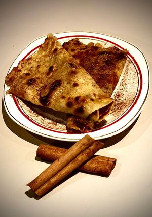 Una foto de Crepes (panqueques pañuelito de manzana para diabéticos)