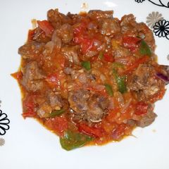 A picture of Wet Fried Goat meat.