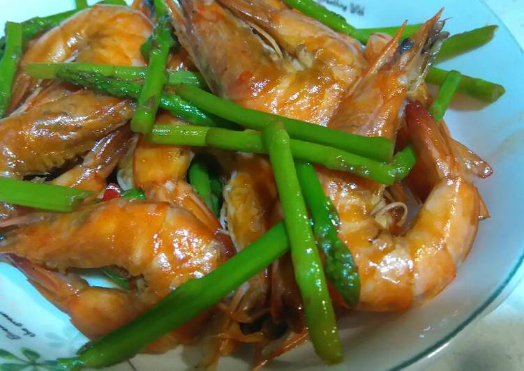 Resep Udang ft. Asparagus, Lezat Sekali