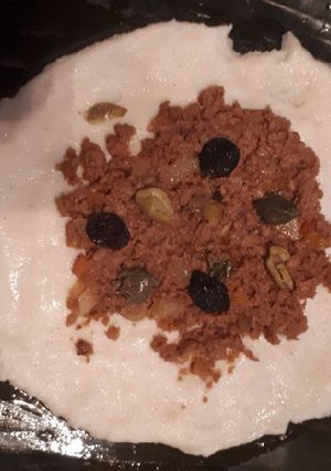 Una foto de Guiso para hallacas vegetarianas (carne de soya)