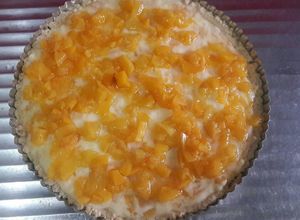 Una foto de Kuchen de durazno y crema pastelera instantánea 😊