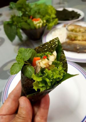 รูปของ เทะมากิปลาทู (Thai Style Temaki) #เย็นนี้ผอมแน่