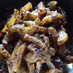 A picture of Papaya neem leaves crush stir fry.