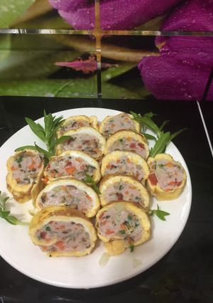 Hình của món Trứng cuộn hấp.