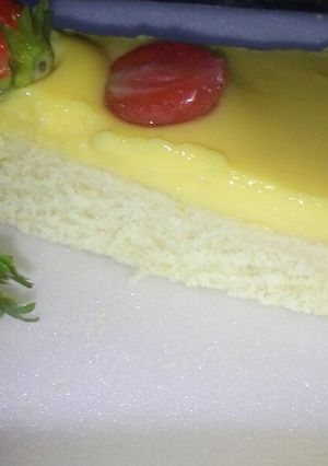 Una foto de Postre con flan🍰