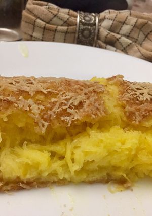 Une photo de Gratin de courge spaghetti coco-curry