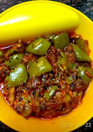 A picture of Raw mango ka instant achar.