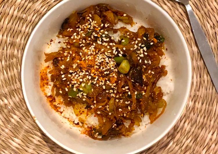 Gyudon vegetarian (Vegetarian Japanese rice bowl)