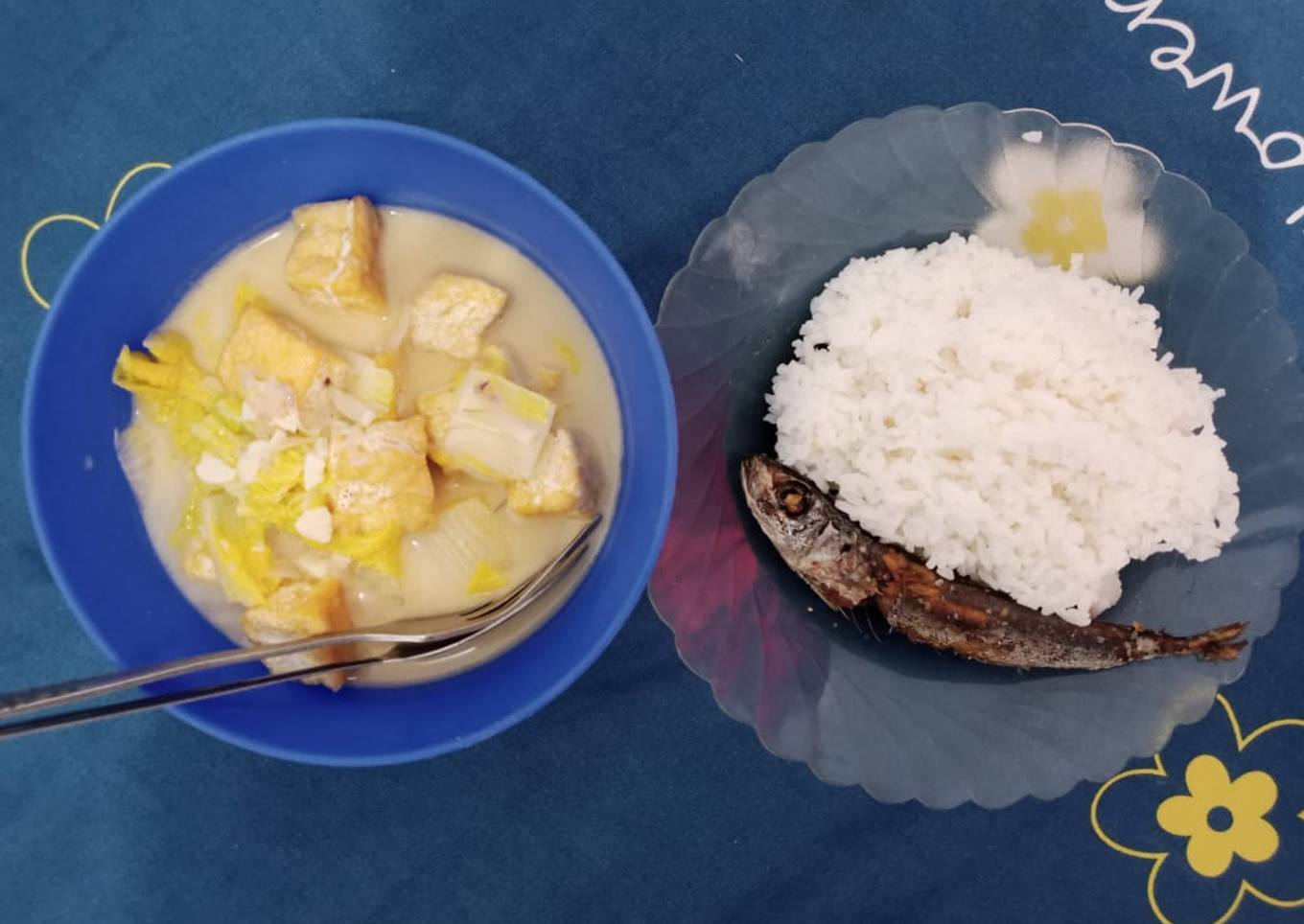 Sayur sawi putih dan tahu