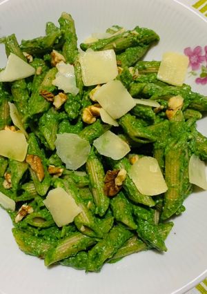 O poză a rețetei Penne cu Pesto de spanac, ricotta și nuci !.