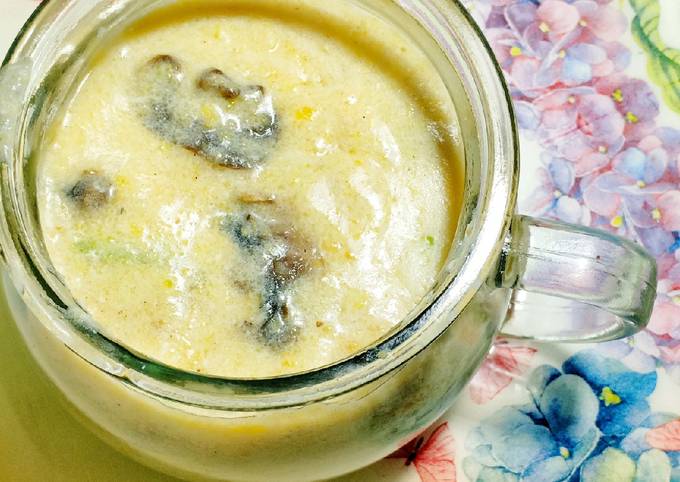 Cara Gampang Menyajikan Krim sup jagung jamur champignon real food corn cream soup diet yang Enak Banget