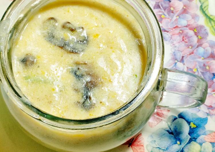 Krim sup jagung jamur champignon real food corn cream soup diet