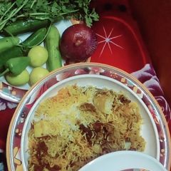 Beef biryani A picture of Beef biryani.