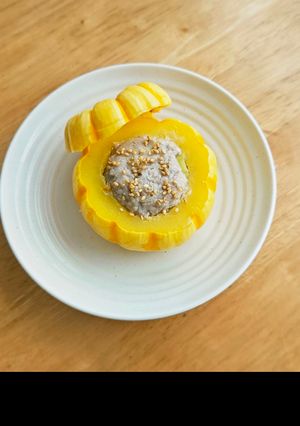 Foto resep Mini Kabocha Puccini (Mini Kabocha Isi Daging Cincang Kukus)