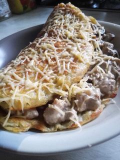 Фото Драник с курицей и грибами.