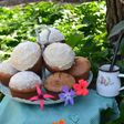 Muffins de vainilla rellenos con mermelada de damasco🌼