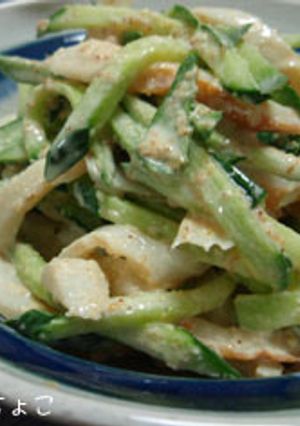 A picture of Chikuwa and Cucumber Mayo Sesame Salad.
