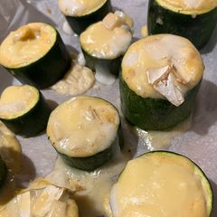 A picture of Stuffed Zucchini with Cheese and Potato.