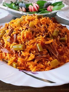 عکسی از دستور لوبیا پلو با گوشت ریش ریش