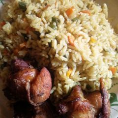 A picture of Fried rice with liver.