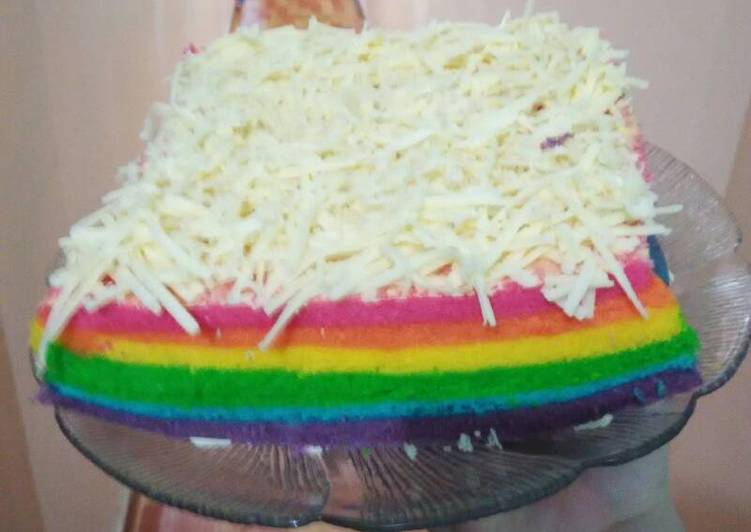 Rainbow cake kukus anti gagal