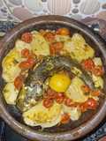 Moroccan Baked Fish Tagine with Potatoes & Cherry Tomatoes