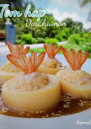 Hình của món Tôm hấp đậu hũ non.