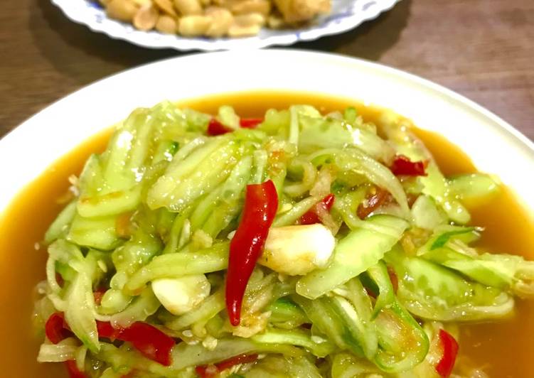 Steps to Make Any-night-of-the-week Som tam Tang  (Cucumber spicy salad)