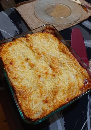 Una foto de Lasagna de carne picada a cuchillo con pasta casera!!
