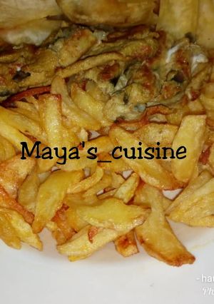 A picture of Fried chips with egg.